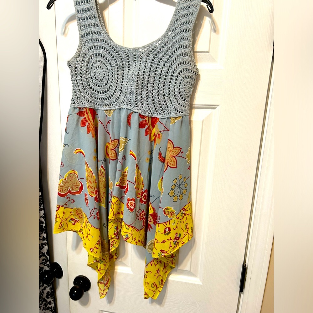 Crochet/silk handkerchief hem tunic